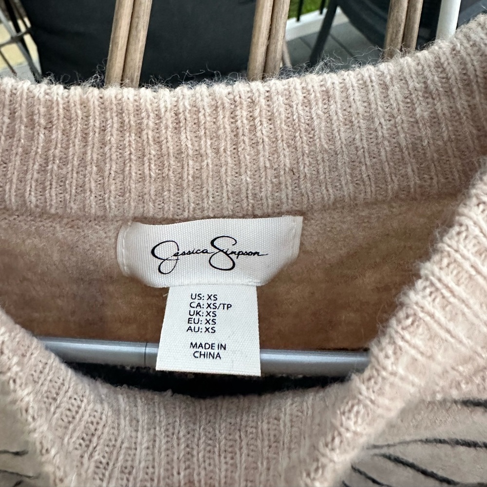 Jessica Simpson black and tan strip sweater